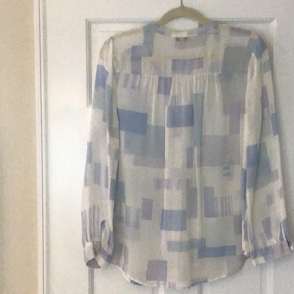 Blouse, Joie, sheer silk, button down, long sleeve - Picture 2 of 5